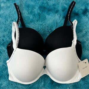 Calvin Klein Black and White Push Up Bra Duo Size 38C